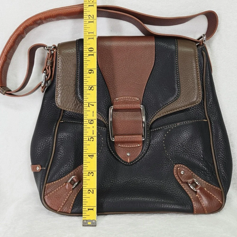 Cole Haan Village Tri Color Messenger Bag Womens Medium Black Brown Leather